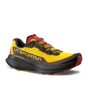 Pantofi Prodigio 2 cu sireturi elastice, pentru alergare, Negru/Galben sofran/Portocaliu mandarina