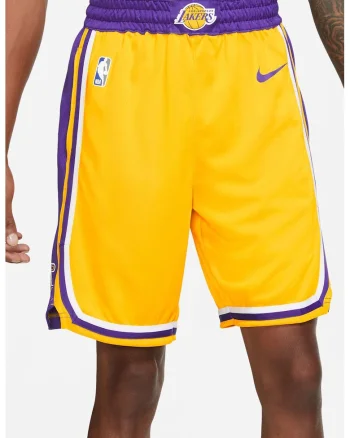 Pantaloni scurti cu Dri-Fit pentru baschet Los Angeles Lakers, Galben sofran/Ametist