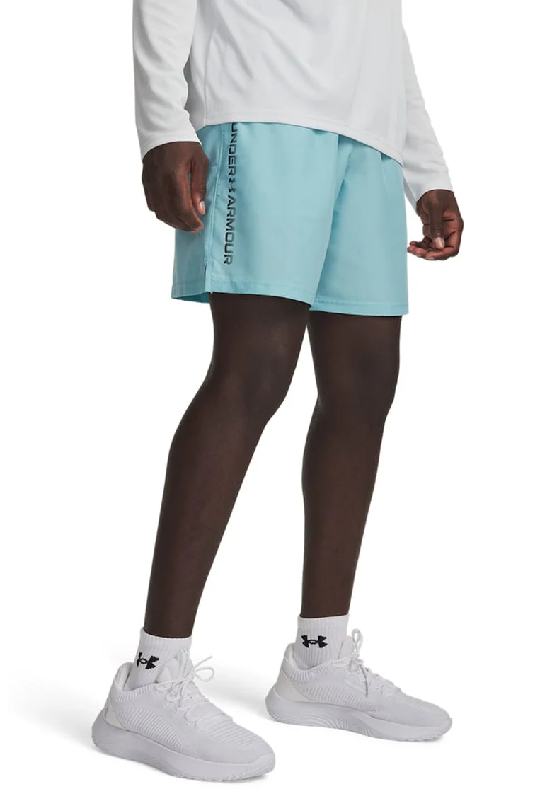 Pantaloni cu logo si buzunare laterale, pentru antrenament Tech, Negru/Albastru glaciar