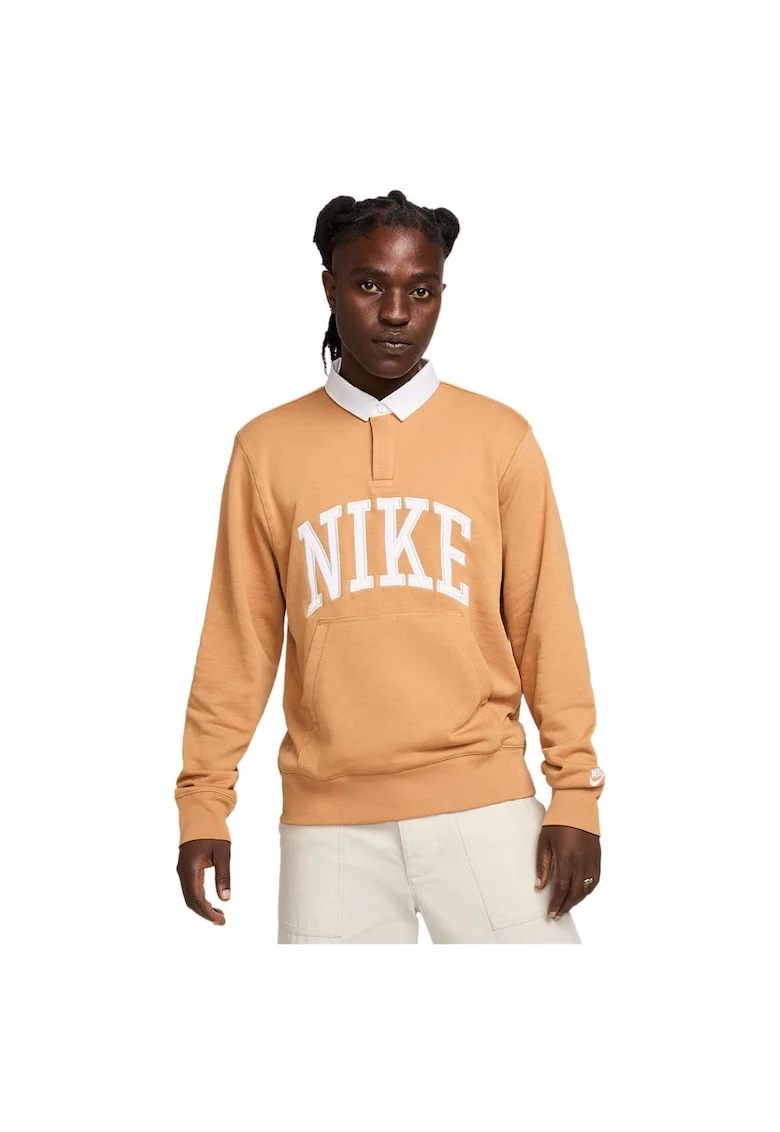 Bluza sport polo  croiala lejera, portocaliu, bumbac/poliester