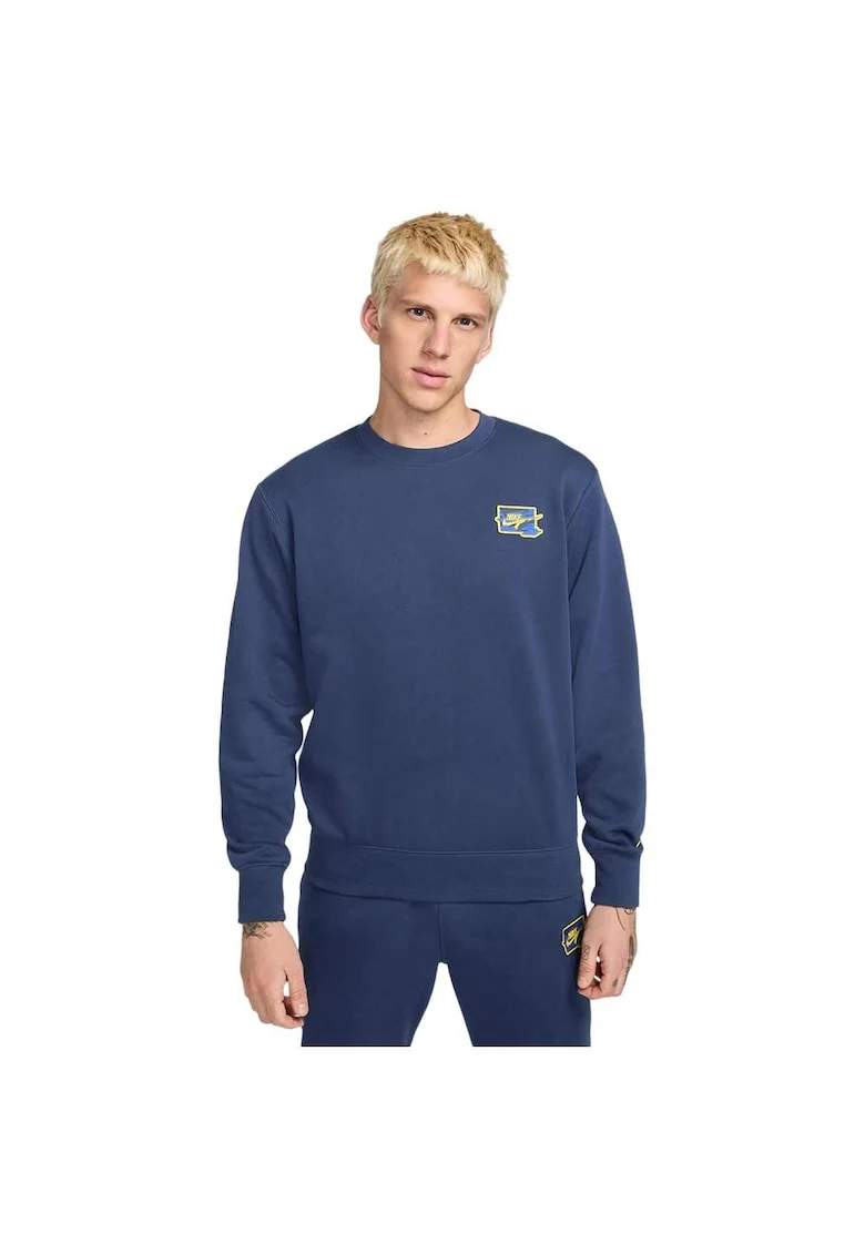 Hanorac sport  guler rotund, bumbac, albastru