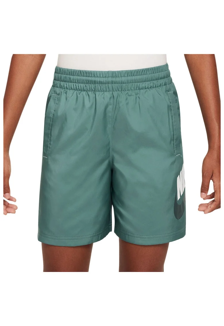 Pantaloni scurti sport copii,  captuseala din plasa, elastic in talie, poliester, verde