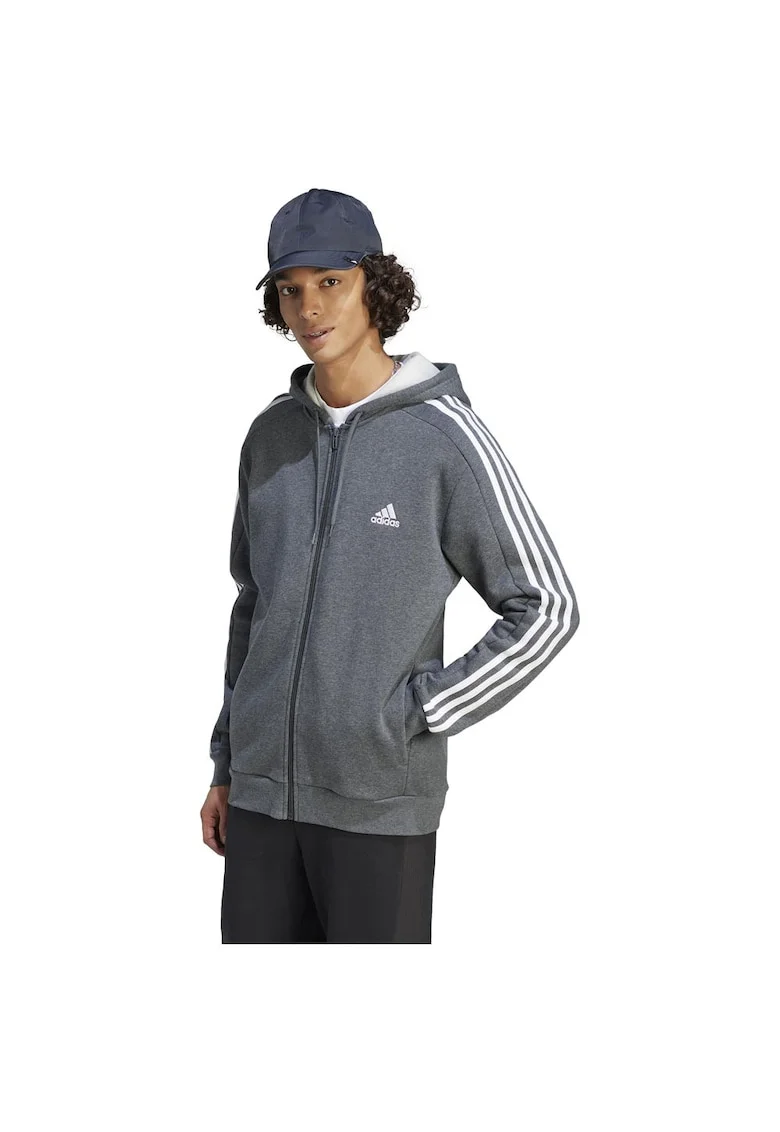 Hanorac sport,  casual, gri, bumbac si fleece,