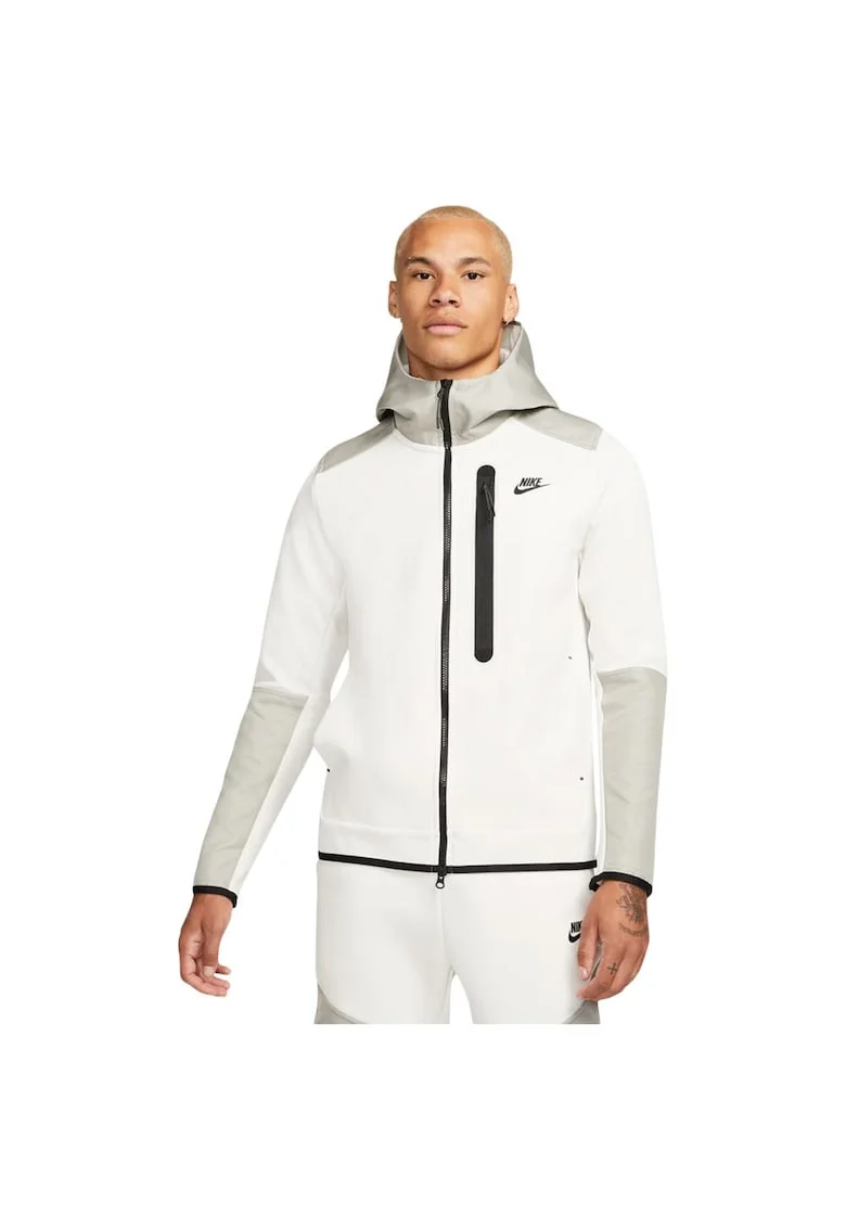 Jacheta sport barbati  Tech Fleece, alb, bumbac, detalii rezistente la intemperii