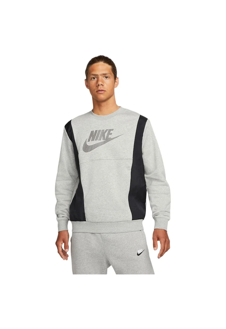 Bluza  Sportswear barbati, French Terry, calduros, gri/negru, bumbac/poliester