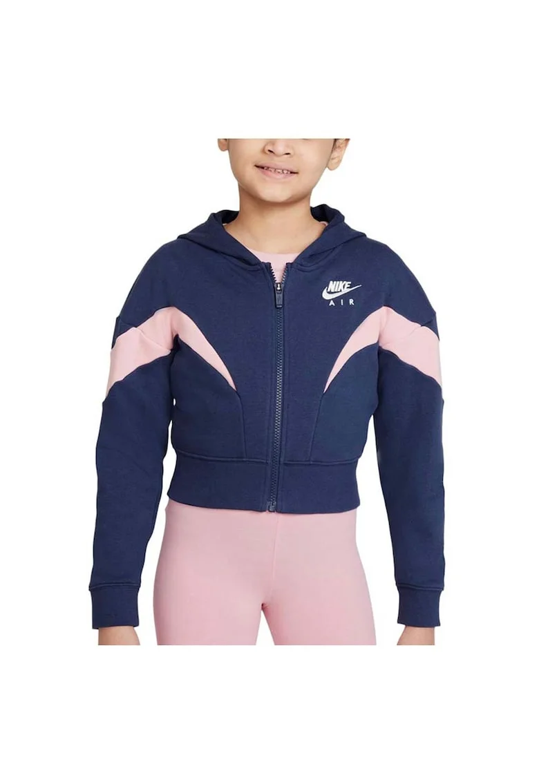 Hanorac sport copii  model Air, maneci largi, scurt, bumbac, albastru/roz,