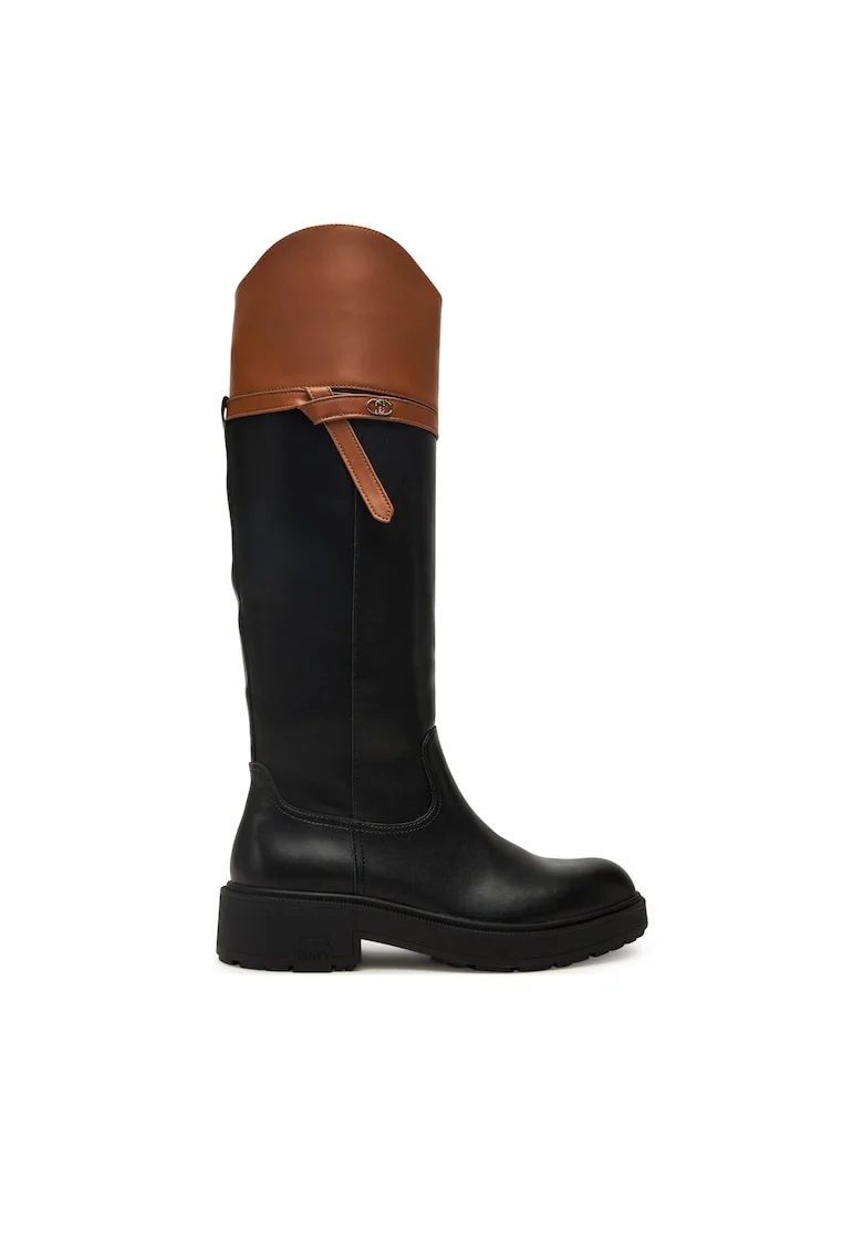 Cizme dama,  piele naturala, negru/maro, Negru