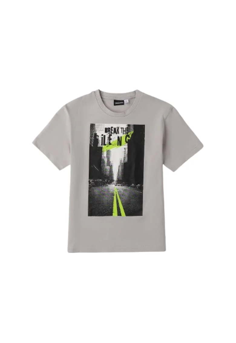 Tricou baieti  din bumbac 100% interlock cu imprimeu urban si croiala oversized