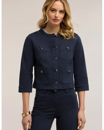 Jacheta crop cu nasturi, Bleumarin