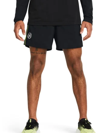 Pantaloni scurti cu talie ajustabila pentru alergare, Negru stins/Verde fistic