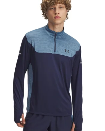 Bluza de trening cu guler cu fermoar pentru fitness, Albastru pastel/Albastru inchis