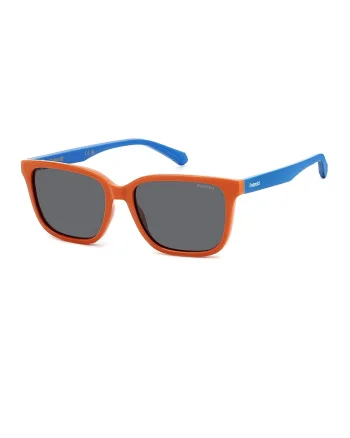 Ochelari de soare patrati cu lentile in degarde, Portocaliu mandarina/Albastru deschis