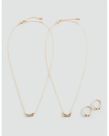 Set de colier si inel asortate Infinity - 4 piese, Auriu