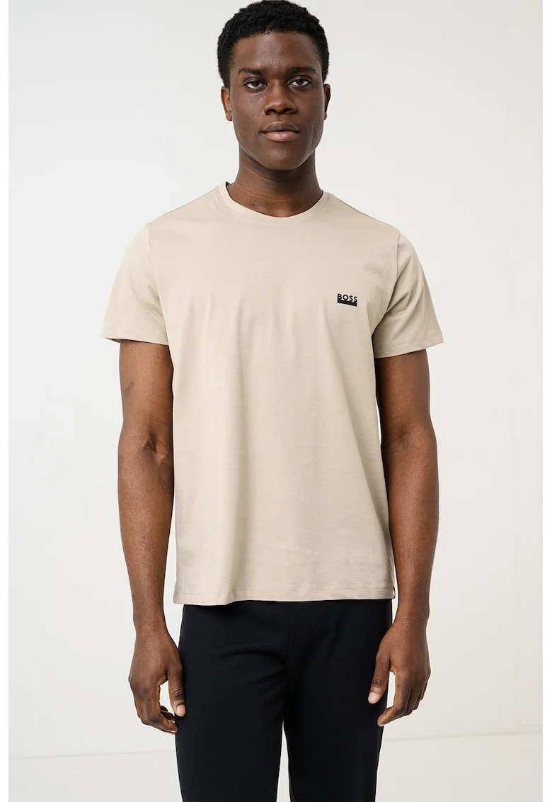 Tricou regular fit de casa cu logo, Maro camel