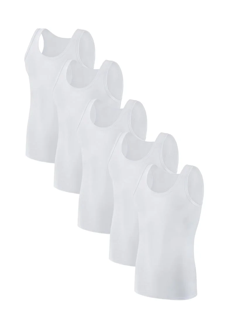 Set 5 buc maiou barbati MB00PEC,, Alb