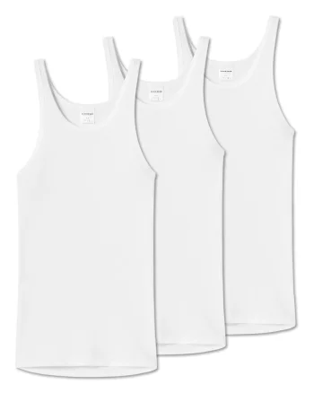 Set de top-uri striate de bumbac - 3 piese, Alb