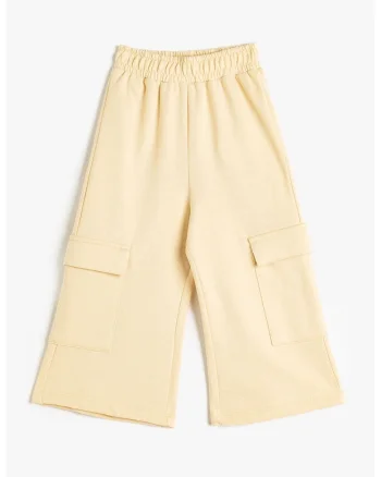 Pantaloni cargo de trening din bumbac, Galben pal