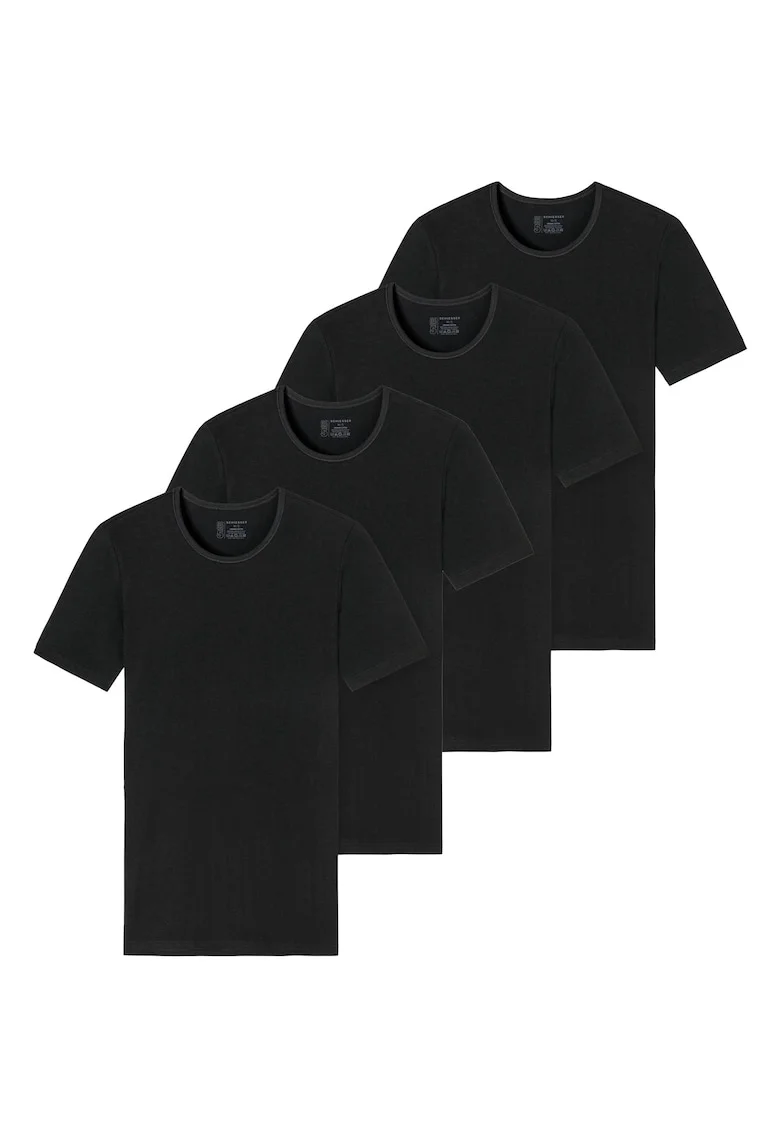 Set de tricouri cu decolteu la baza gatului - 4 piese, Negru