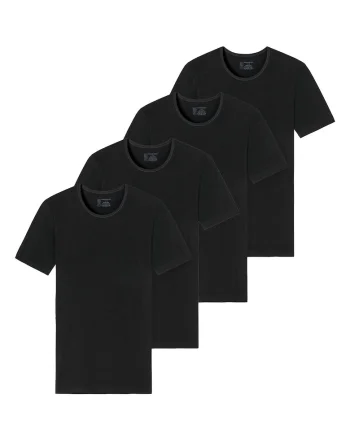 Set de tricouri cu decolteu la baza gatului - 4 piese, Negru