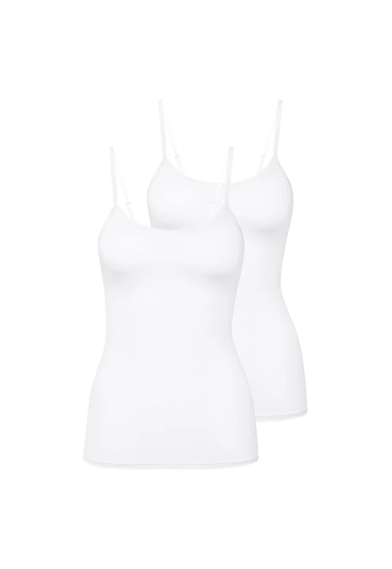 Set de top-uri din amestec de bumbac - 2 piese, Alb