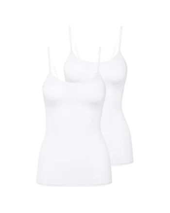 Set de top-uri din amestec de bumbac - 2 piese, Alb