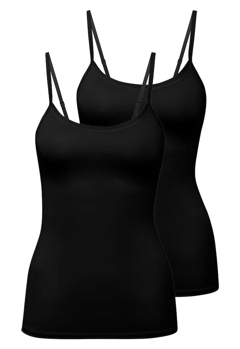 Set de top-uri din amestec de bumbac - 2 piese, Negru