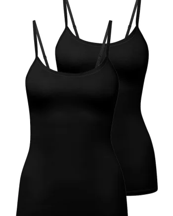 Set de top-uri din amestec de bumbac - 2 piese, Negru