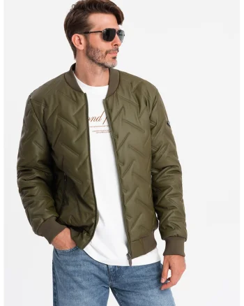 Jacheta bomber cu aspect matlasat, Verde inchis