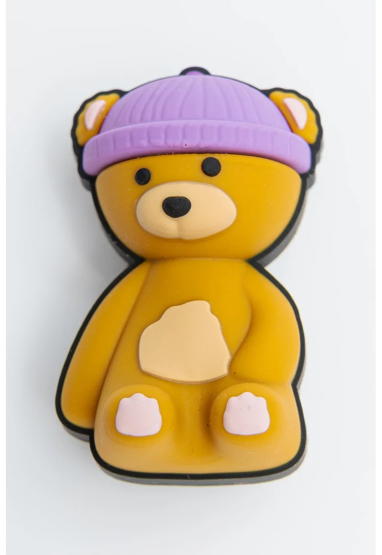 Talisman pentru saboti Jibbitz Squishy Teddy Bear, Portocaliu persan/Lila