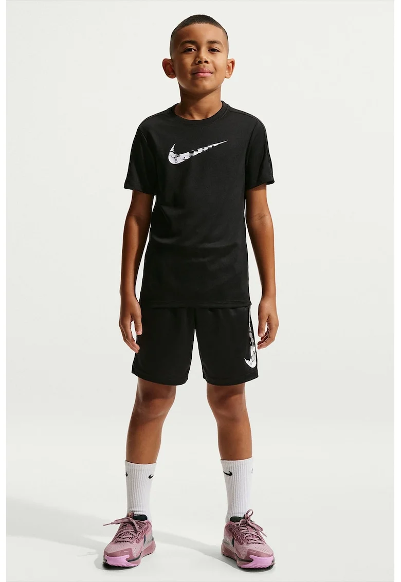 Tricou cu Dri-Fit si impirmeu logo pe piept pentru fitness, Alb/Negru