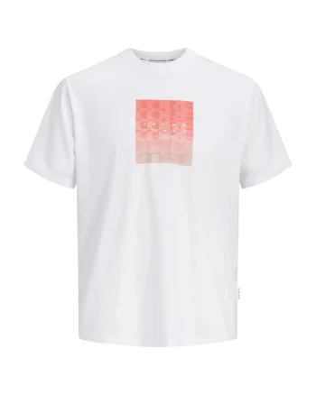 Tricou JACK &JONES Fusion Gradient Box Front 60222, Alb