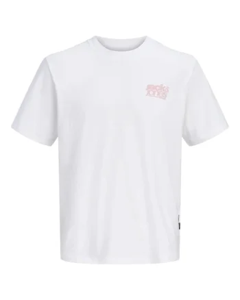 Tricou JACK &JONES Club Back Photo 60232, Alb