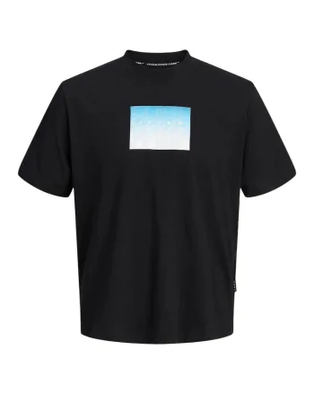Tricou JACK &JONES Fusion Gradient Box Front 60217, Negru