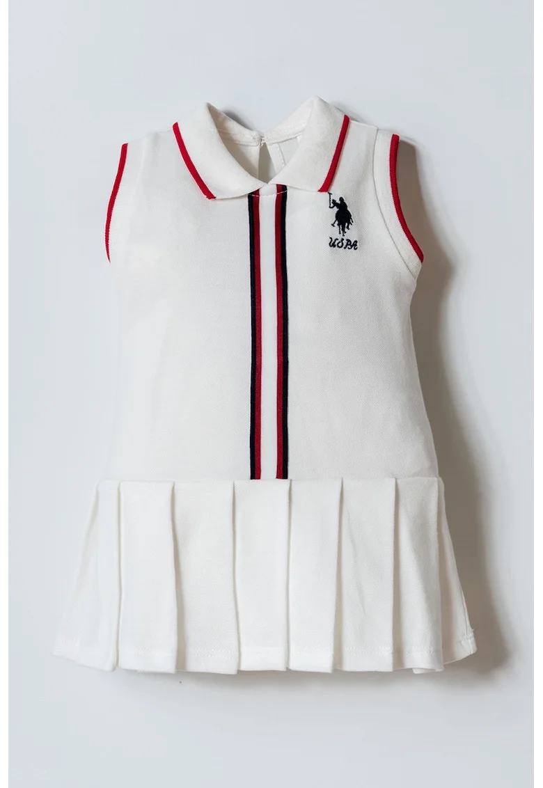 Rochie scurta din bumbac cu logo, Rosu/Alb/Albastru ultramarin
