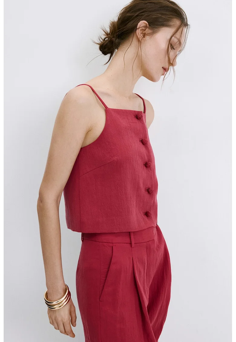Top crop din amestec de lyocell, Rosu