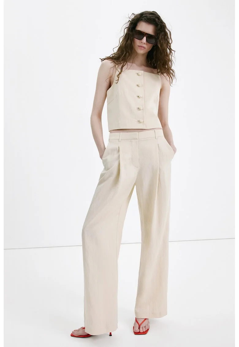 Top crop din amestec de lyocell, Bej deschis