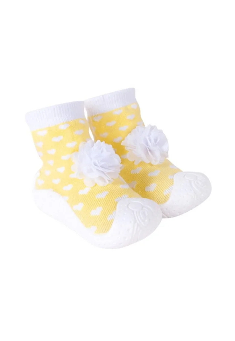 Botosei  Pentru Copii Cu Talpa Antiderapanta cu Floricica, Galben