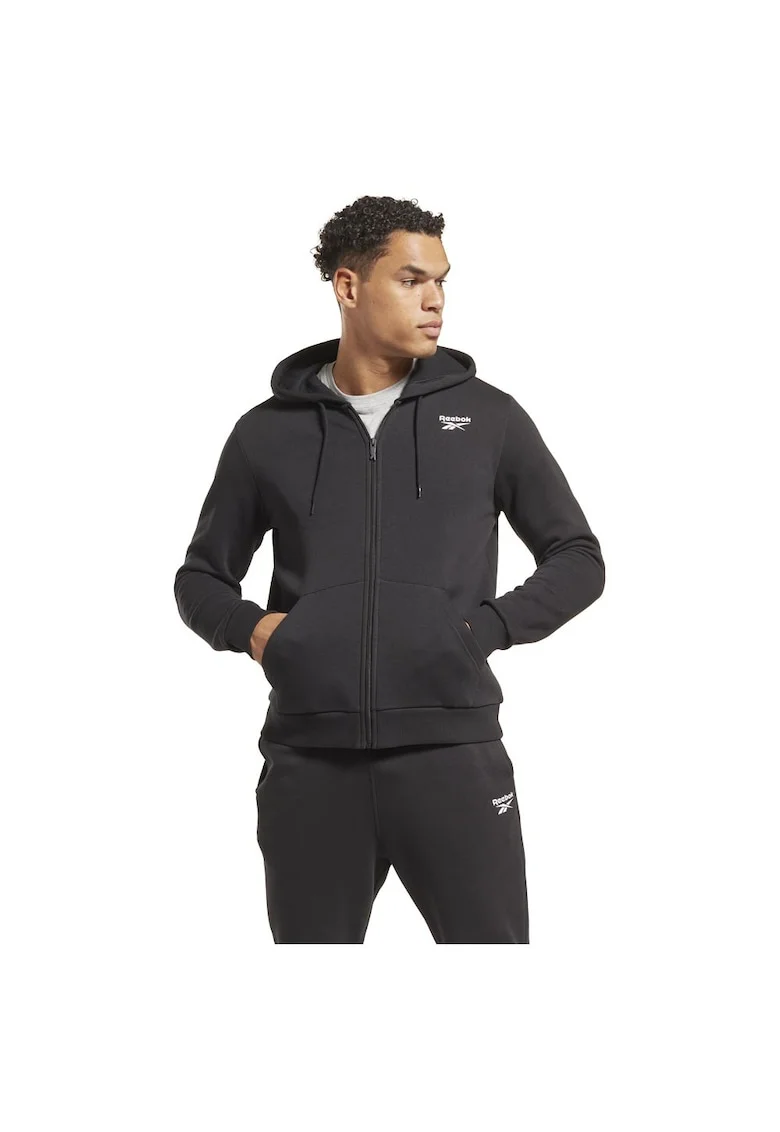Hanorac sport barbati  bumbac moale/poliester, gluga cu snur, negru,