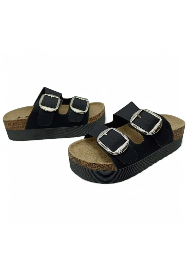 Papuci pentru femei, LeeCooper, piele naturala, negru, 37, tehnologie Antistress
