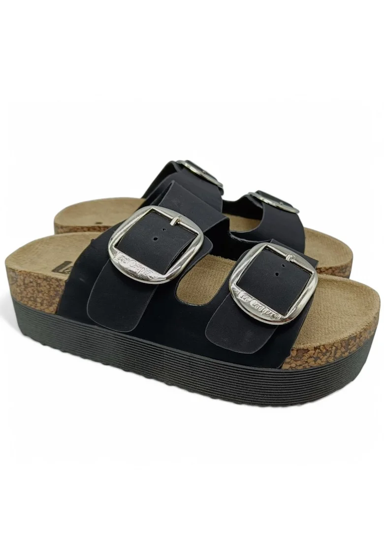 Papuci pentru femei, LeeCooper, piele naturala, negru, 39, tehnologie Antistress