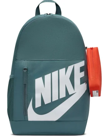 Rucsac cu imprimeu logo si penar detasabil - 20 L, Alb/Portocaliu mandarina/Albastru petrol