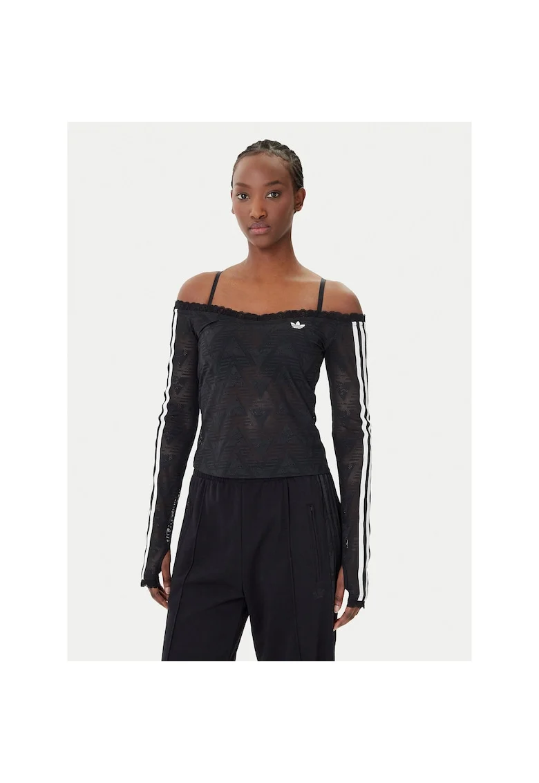 Bluza sport dama  slim fit, negru, poliester reciclat
