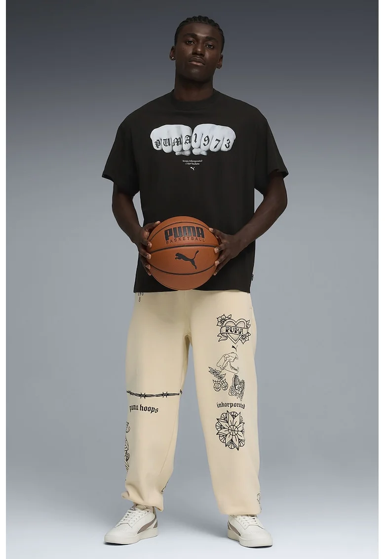 Tricou supradimensionat pentru baschet Swish N' Ink I, Negru