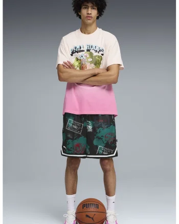 Tricou de bumbac pentru baschet The ATW Dylan, Albastru pastel/Roz pastel/Roz pal/Verde fistic