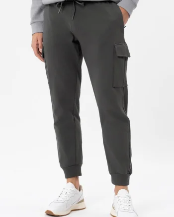 Pantaloni cargo jogger din bumbac, regular fit, buzunar lateral cu clapa, talie elastica cu snur,  N-Cave, grafit, Gri grafit