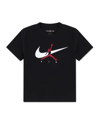 Tricou cu imprimeu grafic Jumpman Swoosh Intersection, Negru/Alb optic