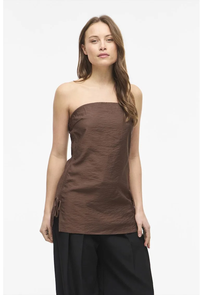 Top cu snururi laterale Bandeau, Maro
