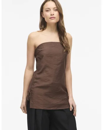 Top cu snururi laterale Bandeau, Maro