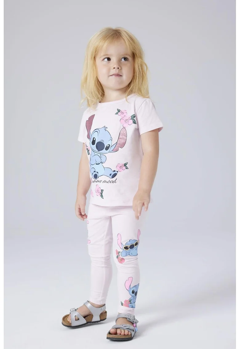 Colanti cu imprimeu Stitch, Roz pastel/Albastru stins