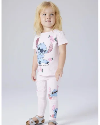 Colanti cu imprimeu Stitch, Roz pastel/Albastru stins